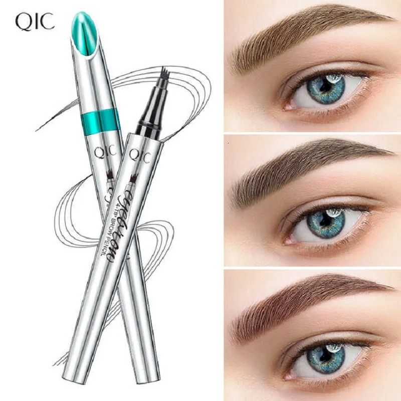QIC Four-Claw Sketch Eyebrow Pencil Black Brown Gray Liquid Eye Brow Pencil Waterproof Long Lasting 3d Microblading Eyebrow Pen 250712