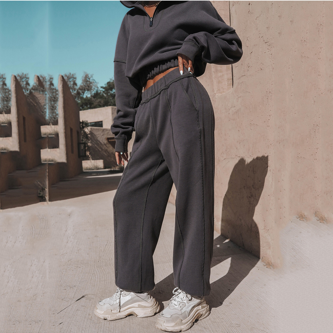 Free shipping designer hoodie for women Fashion long sleeved hoodie long pants minimalist sportswear set for women