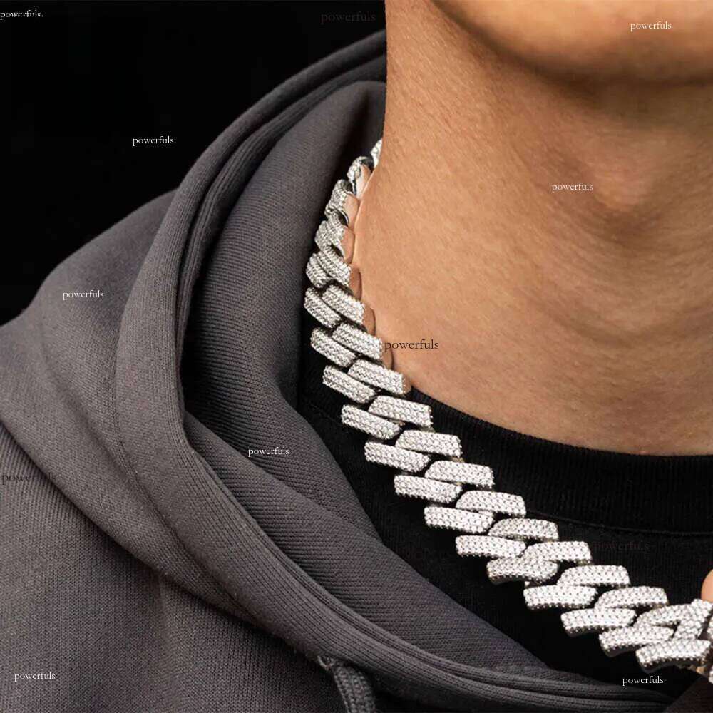 Designer Jewelry Popular Link Chain Hip Hop 14mm 15mm 20mm D VVS1 Round Brilliant Cut Pass Dia Tester Moissanite Cuban Necklace Men for