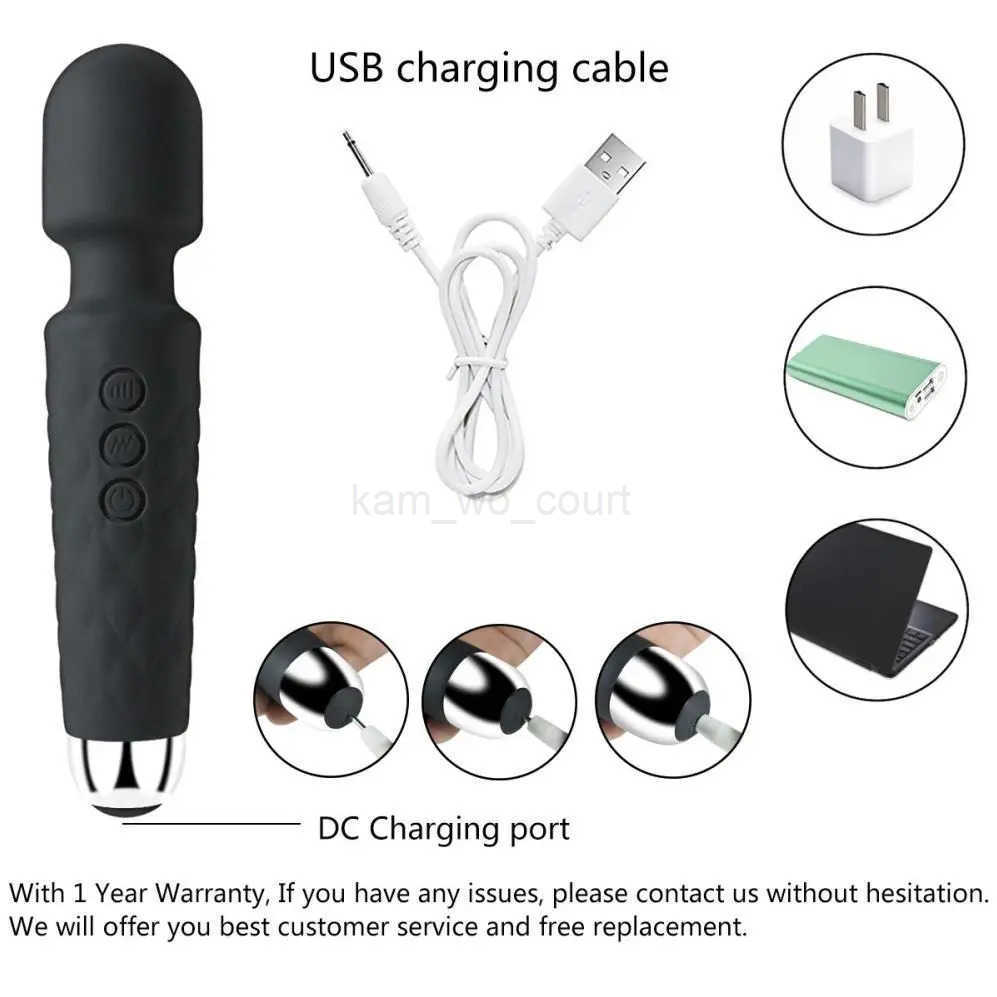 Electric Sex Toy Powerful Silicone Vibrator Adult Toys Dildo Black AV Vibrators Women Masturbator Erotic Massager 18+ Stimulator M250719