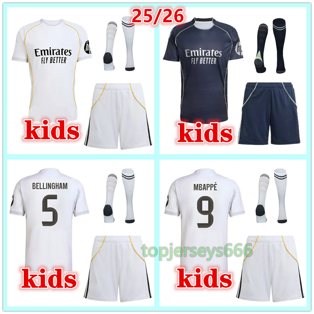 2025 2026 BELLINGHAM VINI JR MBAPPE soccer jerseys kids football kits 25 26 kids home away third football jersey shirt camisetas futbol maillot foot