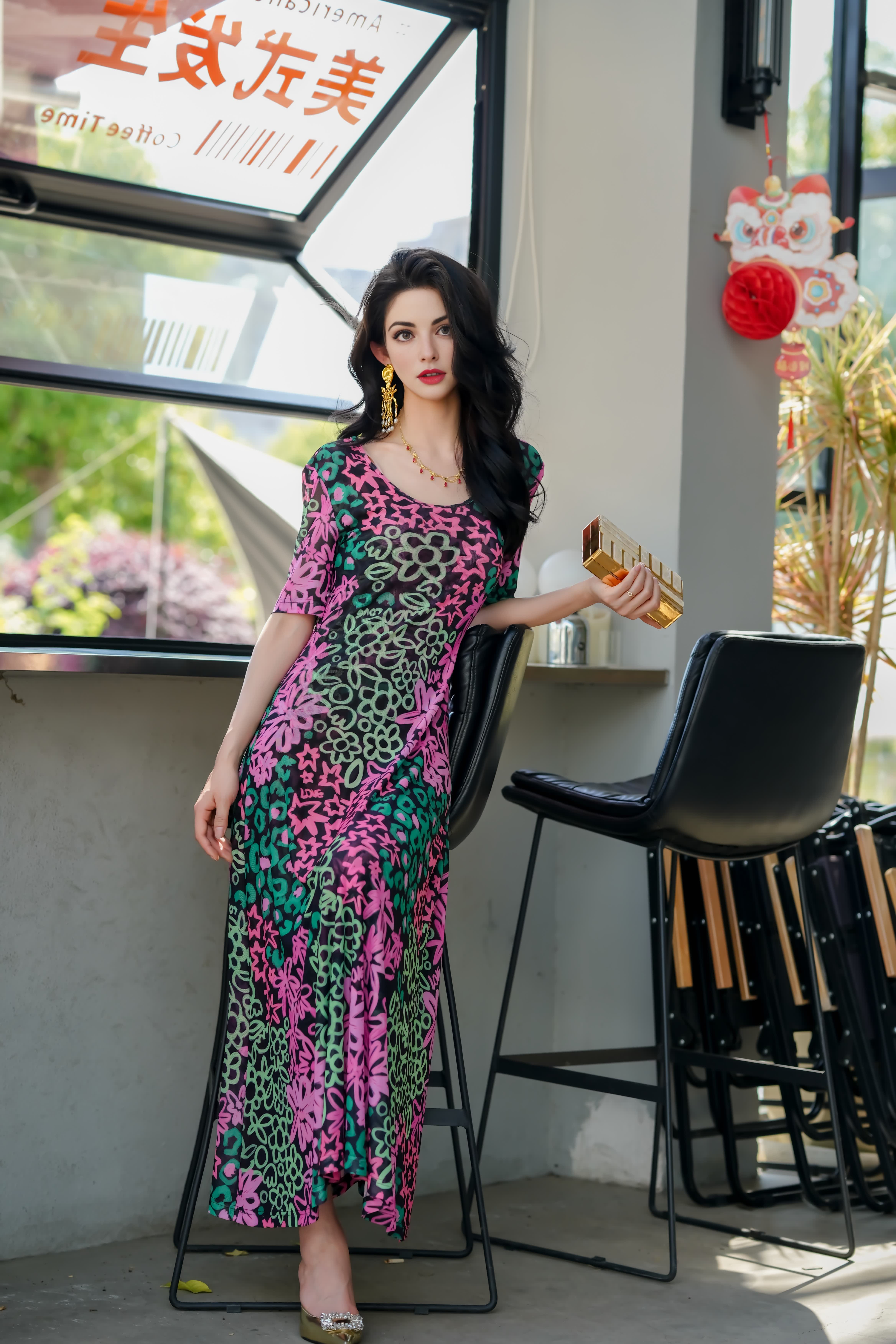 HZHJ original designer's flower sea dance dress French slimming, high-end and stylish, light luxury