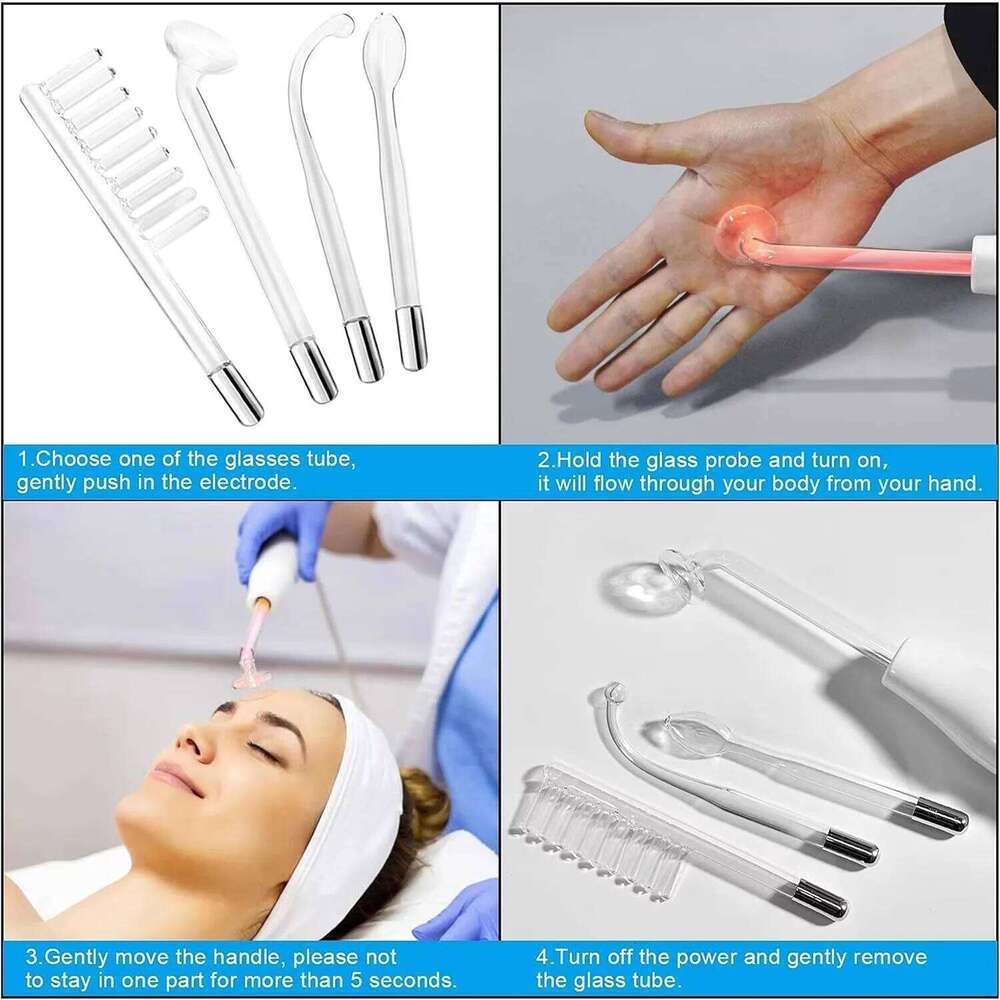 Portable High Frequency Electrodes Glass Tube for Facial Body Wand Acne Spot Wrinkle Removal Skin Care Beauty Tools