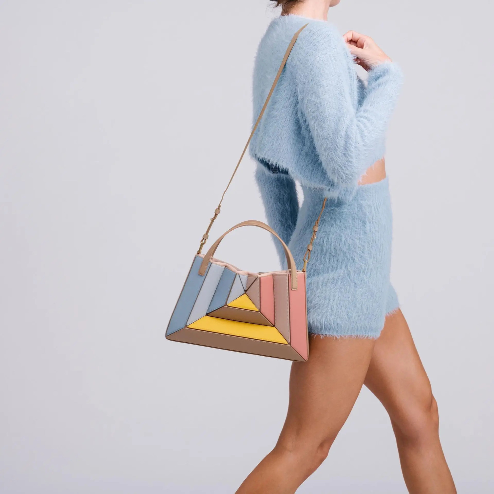 Fashion Panelled Women Handbags Patchwork Shoulder Bags Pu Leather Crossbdoy Bag Small Tote Trend Female Purses 250717