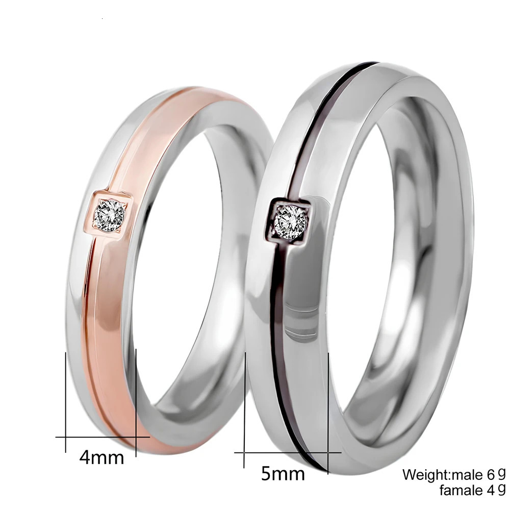 Wedding Engagement Band Unique Stainless Steel Jewelry 2025 Fashion AA Cubic Zircon Couple Rings for Women Men 250716