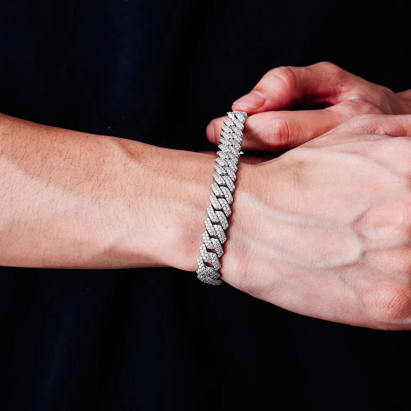 Hip Hop Jewelry Moissanite GRA Certification Bracelet 8mm S925 Silver VVS Moissanite Iced Out Diamond Cuban Link Bracelet