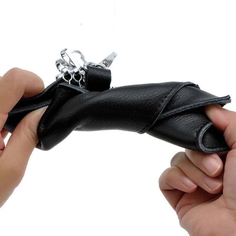 Genuine Leather Keychain Men Women Holder Organizer Pouch Cow Split Car Wallet Housekeeper Key Case Mini Card Bag