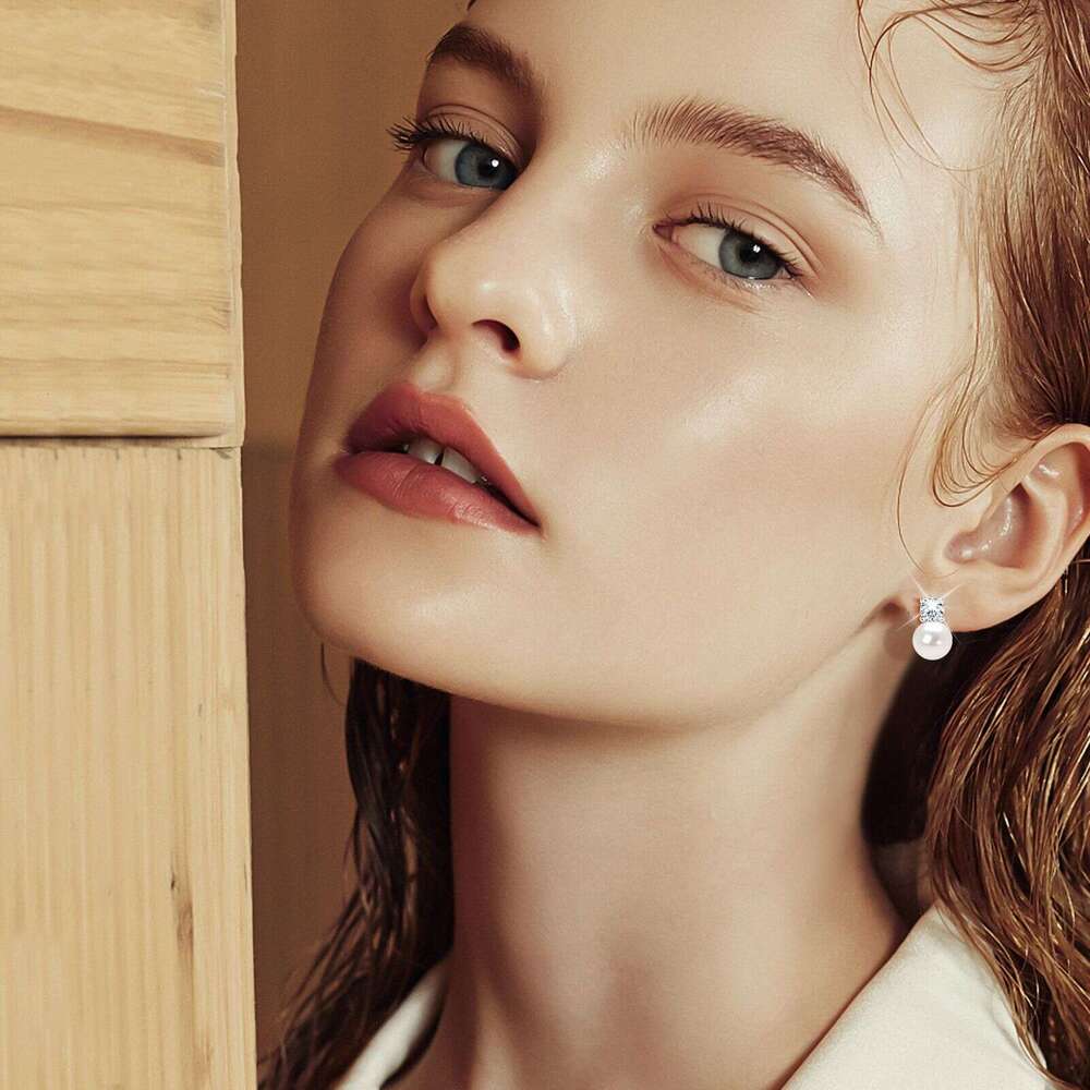 Classic Fashion Freshwater Pearl Stud Elegant Pure Sier Perfect Round Strong Luster High-end Small Bulb Earrings