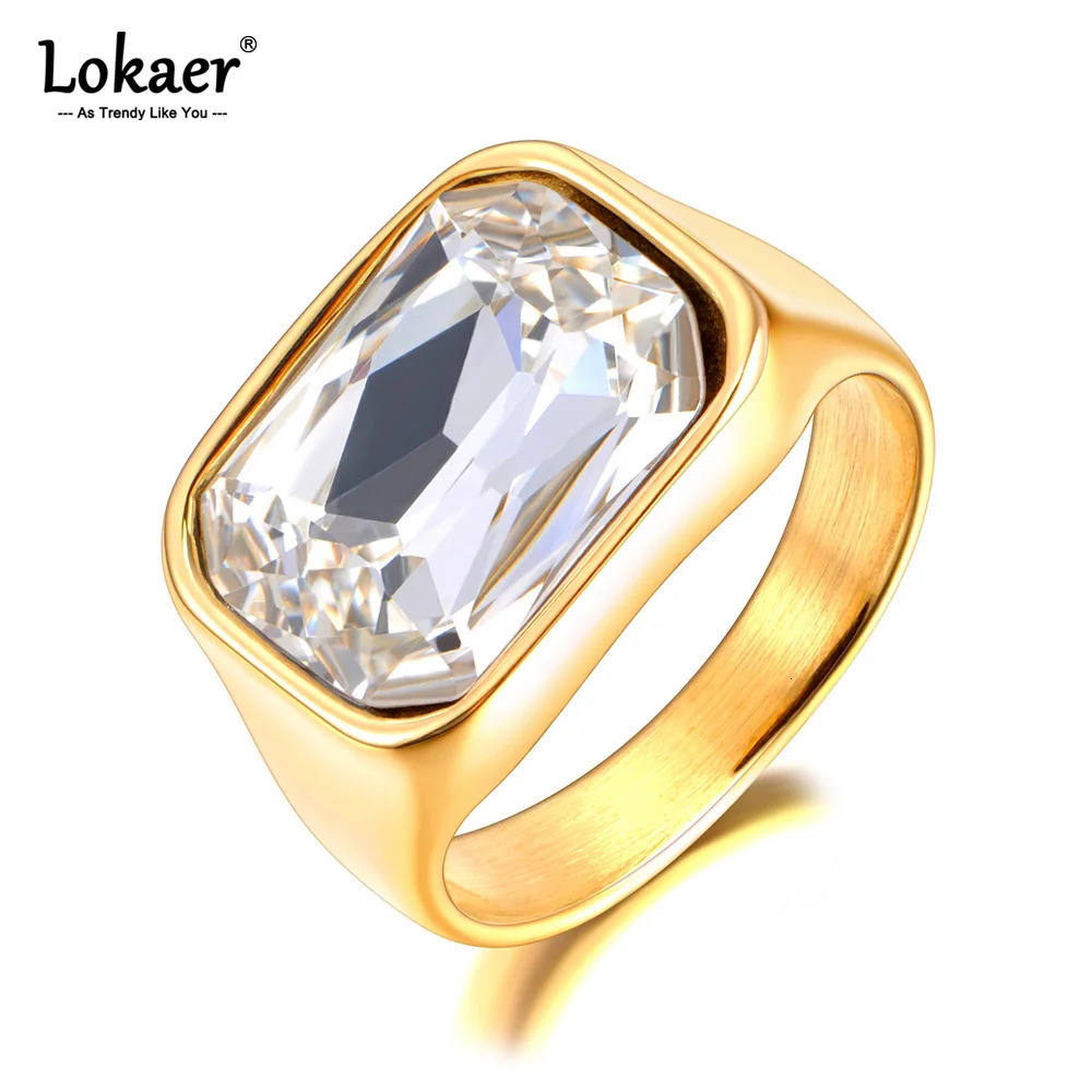Shiny Cubic Zirconia Stainless Steel Wedding Statement Ring 18K PVD Gold Plated Fashion Waterproof Jewelry R24007 250715