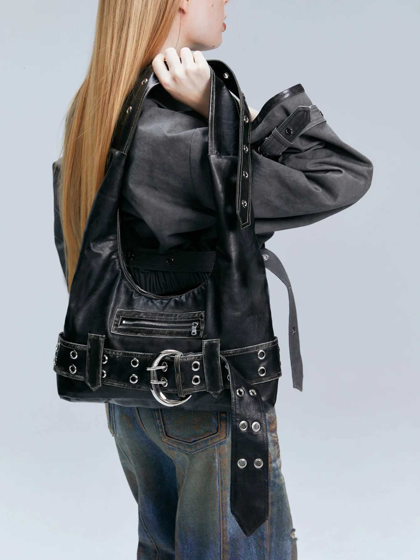 Belt Buckle Wen Luxury Designer Handbag And Purses PU Multiple Pockets Y2K Large Capacity Shoulder Bags Big Totes Y250718