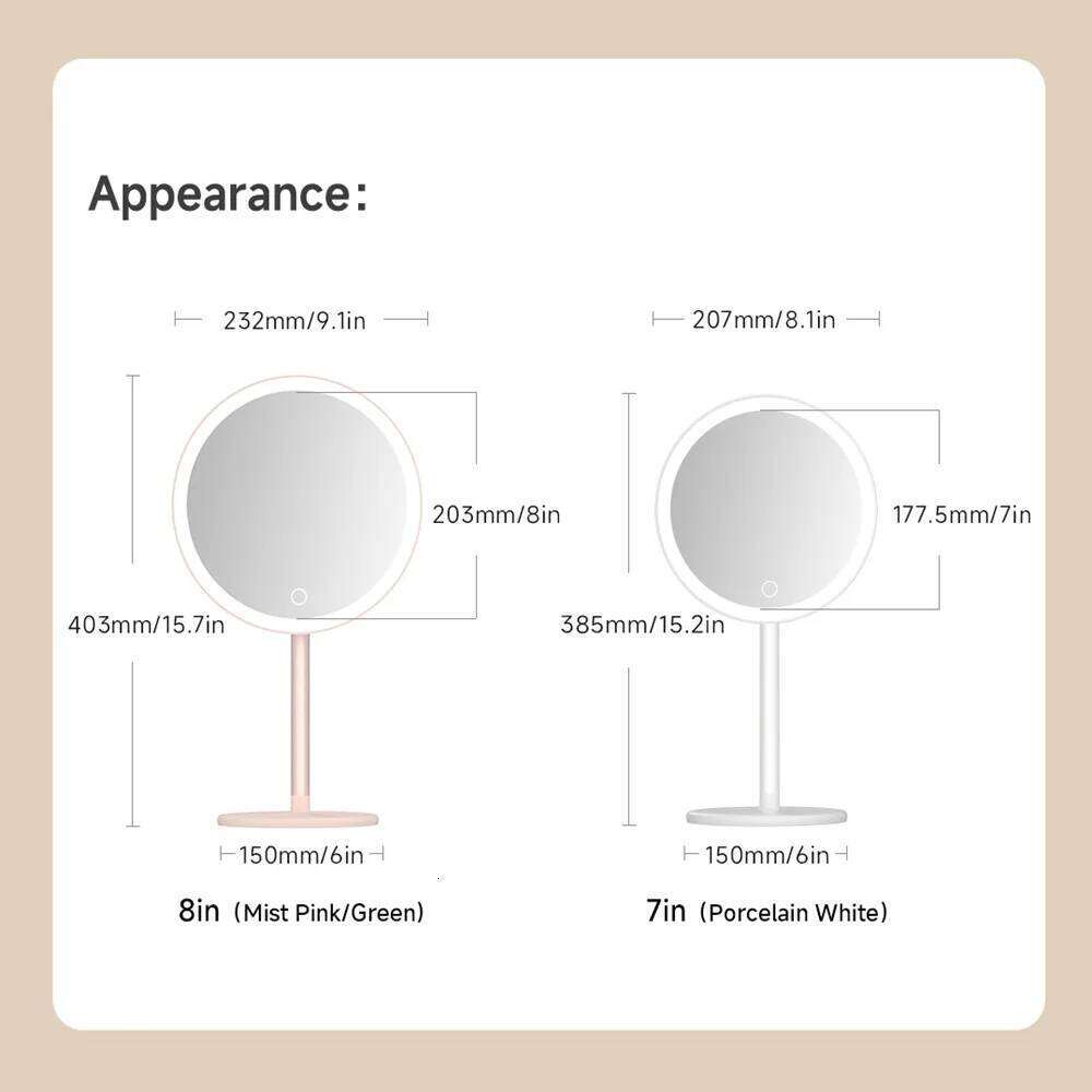 DOCO Makeup Mirror Mini Desktop LED Light High Quanlity Metal Texture Perfect For Gift Giving