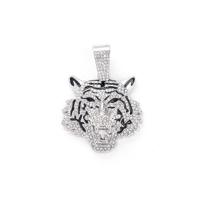 New Alloy 3D Full Dia Pendant Cuban Necklace Men's Hip-Hop Cool Niche Tiger Jewelry ddmythur