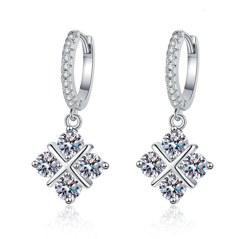 S Pure Sier for Women Dreamcatcher Elegant Classic Cross Stud Moissanite Earrings ce0