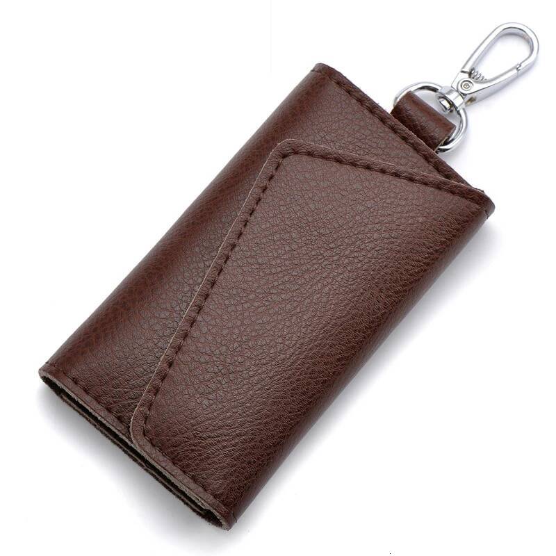 Genuine Leather Keychain Men Women Holder Organizer Pouch Cow Split Car Wallet Housekeeper Key Case Mini Card Bag