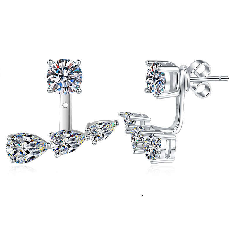 Double Wear French Style Light Hot Selling S Pure Sier Moissanite for Women Fashion Versatile Four-Prong Earrings c5c