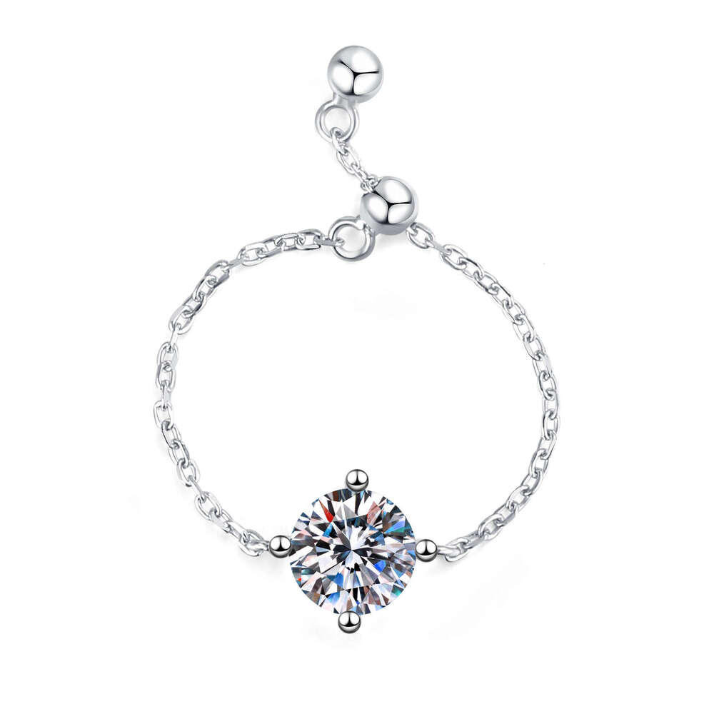 Trendy Mermaid Moissanite S Sterling Silver Adjustable Design Niche Light Luxury Women's Ring 25f