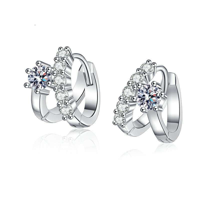 S Pure Sier Light French Asymmetric Ear Buckle D Color 60 Points Moissanite Dia Earrings 14f