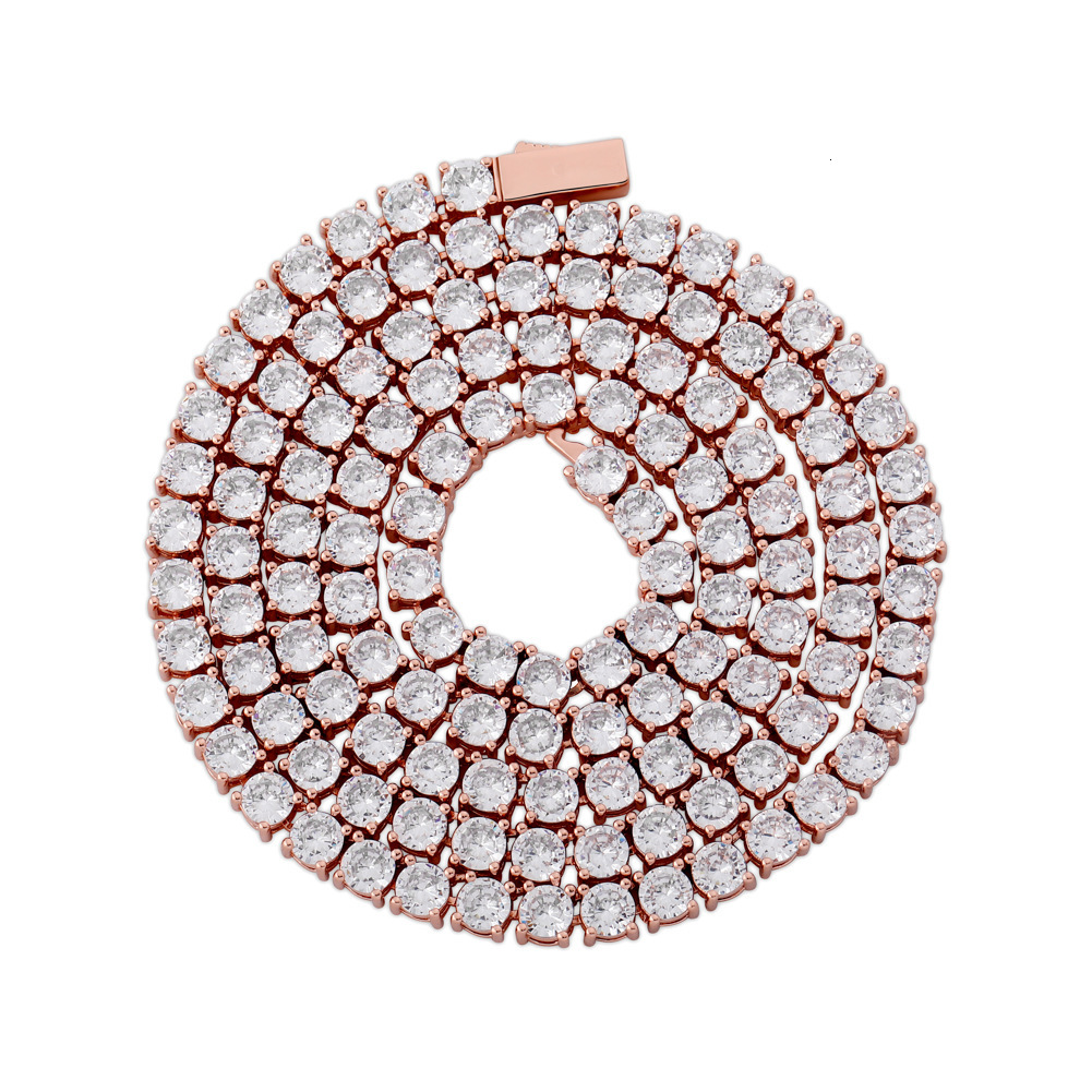 Hip Hop Moissanite Necklace Iced out Single Row Tennis Chain with Spring Clasp 3mm 4mm 5mm Bling Bling Studded Jewelry High Quality