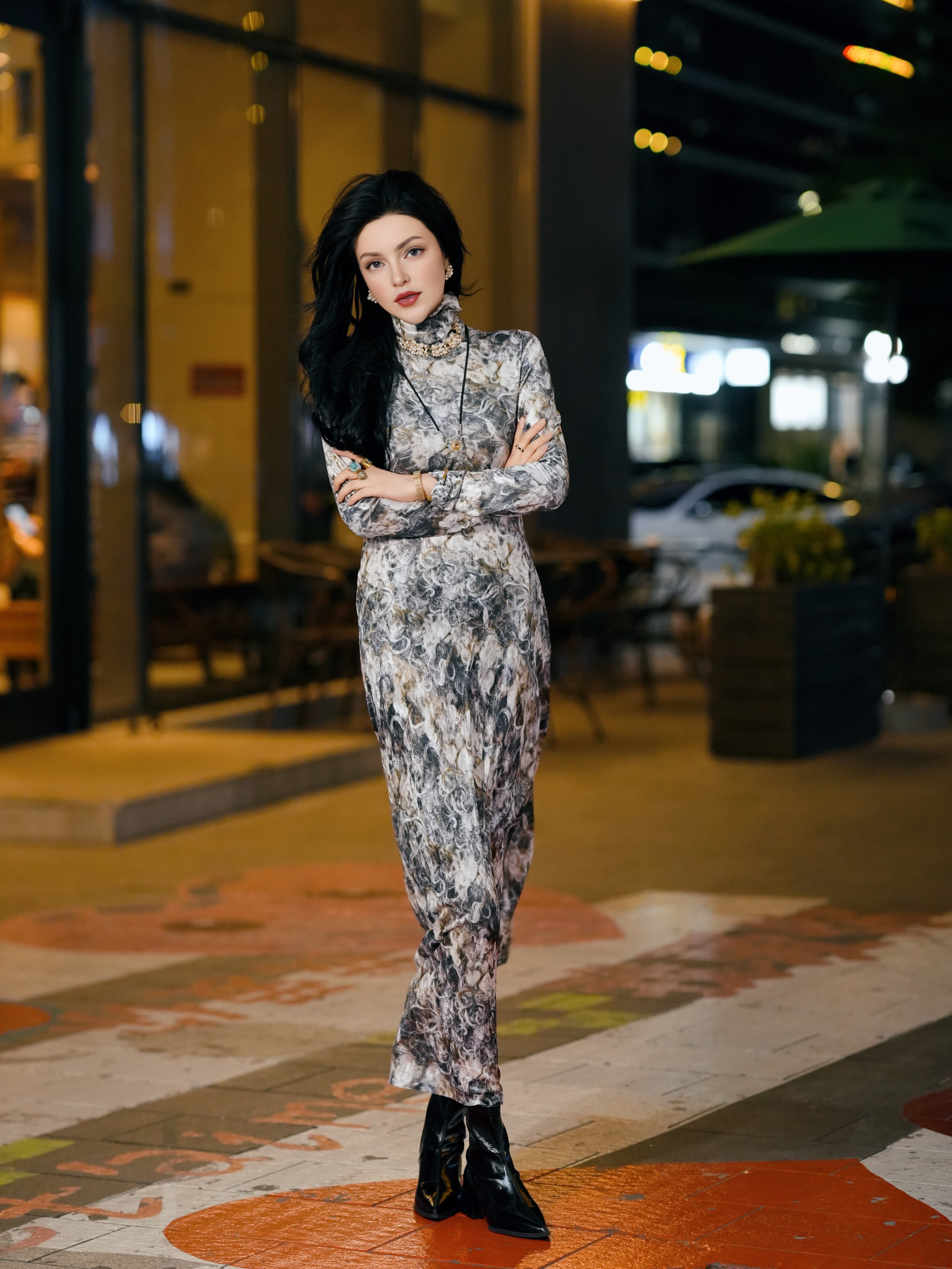 HZHJ new original design white cloud dress long sleeved floral French style fashion show