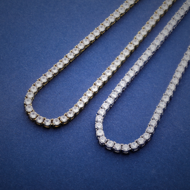 Luxury Iced out Studded Tennis Chain 3-5mm with Spring Clasp Hip Hop Unisex Trendy Bracelet High Quality