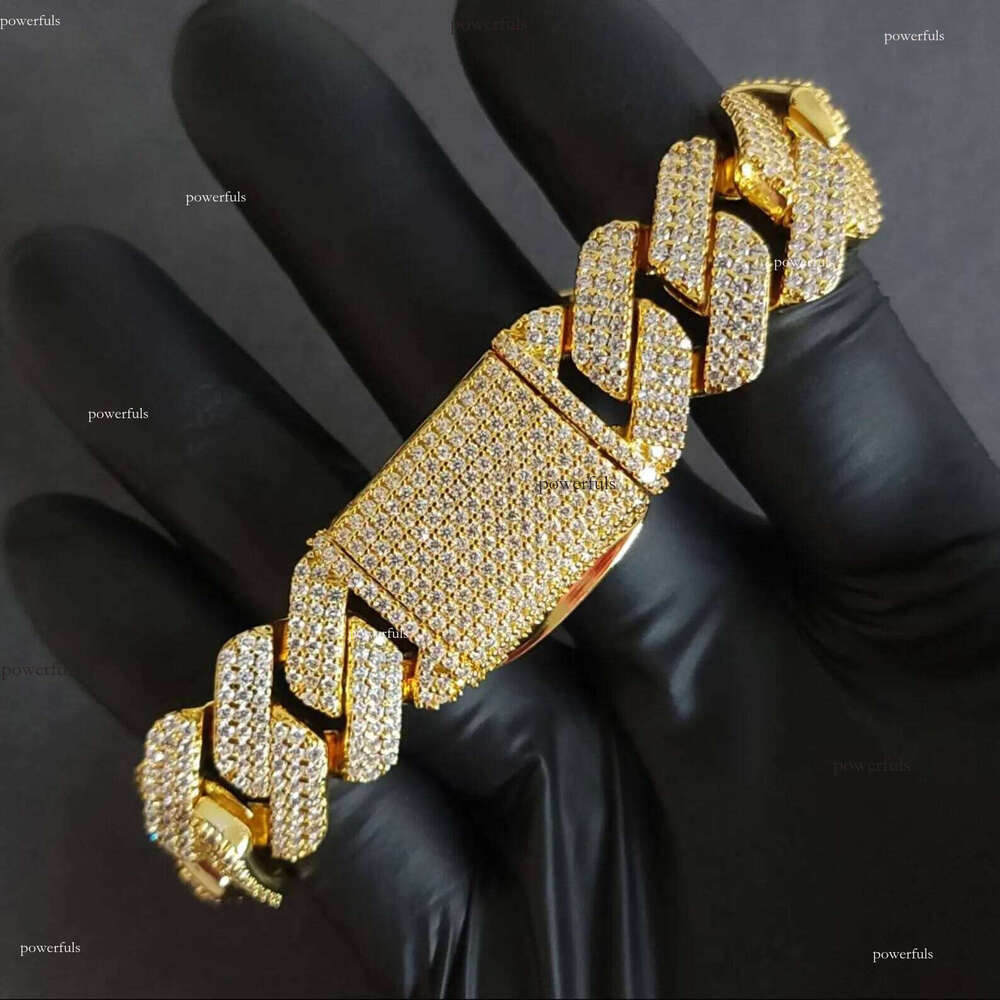 K Hip Hop Rapper 3 Rows Dia Thick Link Rhinestone Necklace Designer Jewelry 20Mm Cuban Chain