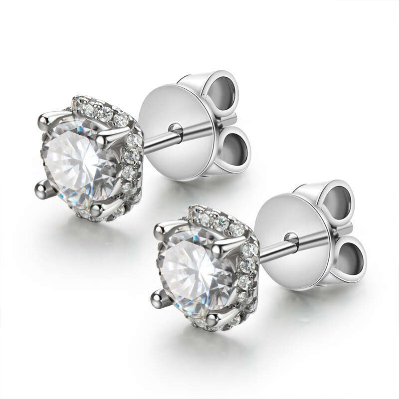 TikTok Internet Celebrity INS Style Fresh and Elegant Moissanite for Women Pure Sier Platinum Plated Earrings