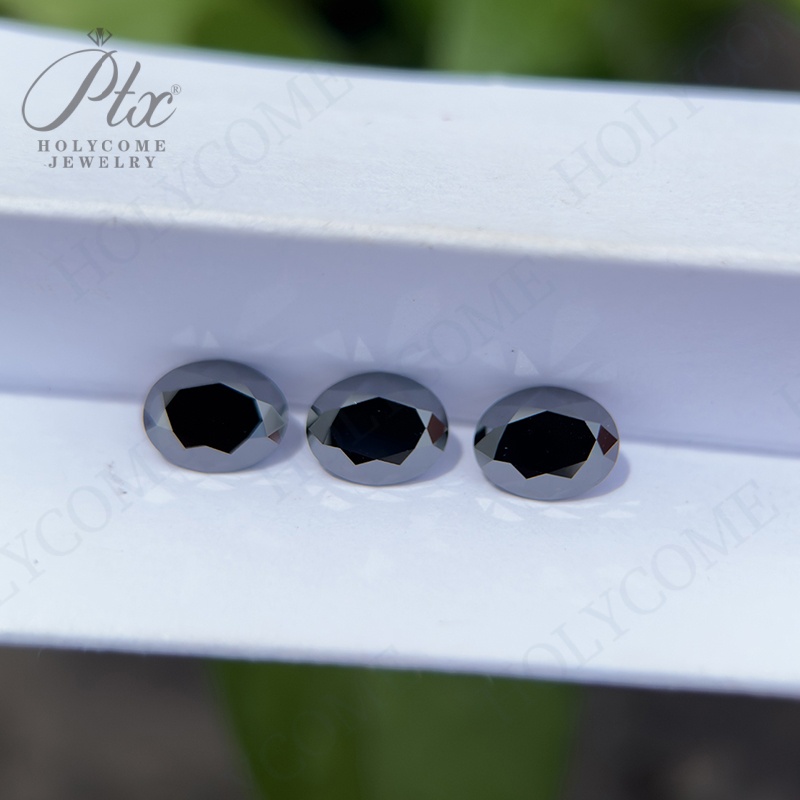Holycome Black Color Loose Moissanite Stone Oval Cut 0.1~10ct VVS1 Moissanite Gemstones for Diamond Ring with GRA Certificate Precious Gems