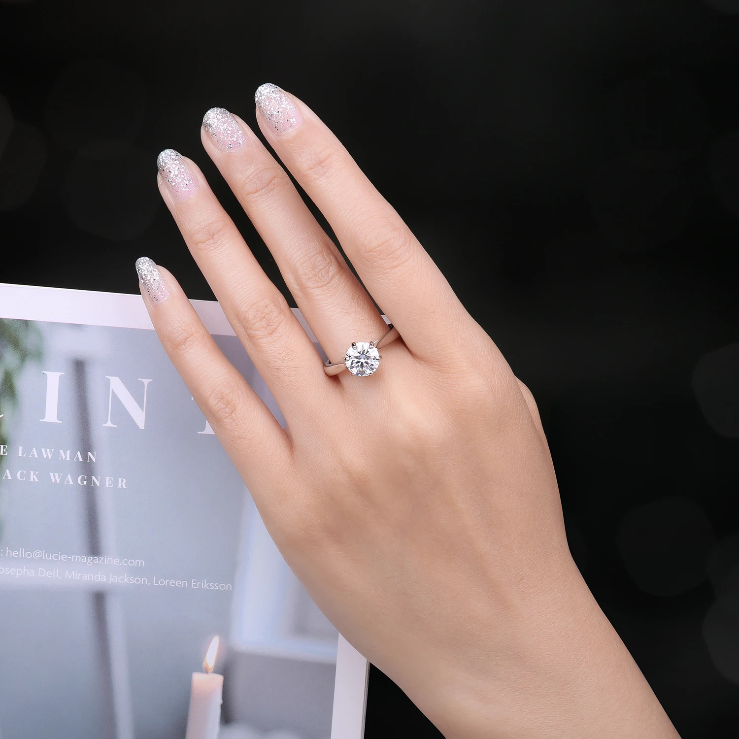 Jewelry D Color 0.5ct 1ct 1.5ct 2ct Round Cut S925 Sterling Silver Solitaire Wedding Engagement Ring for Women 250715