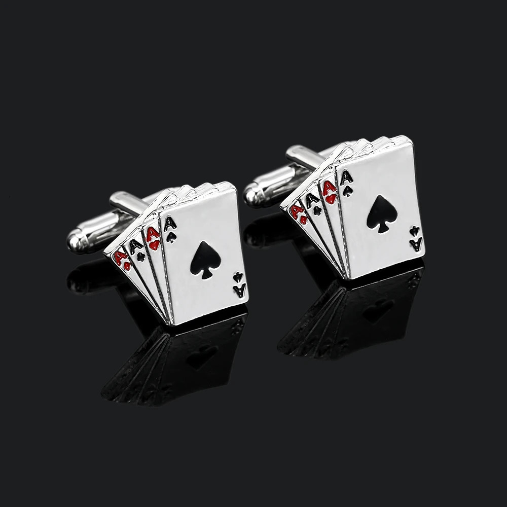 Personality Poker A Cufflinks Tie Clip Set For Men Shirt Suit Tuxedo Blouse Jewelry Accessories 250715