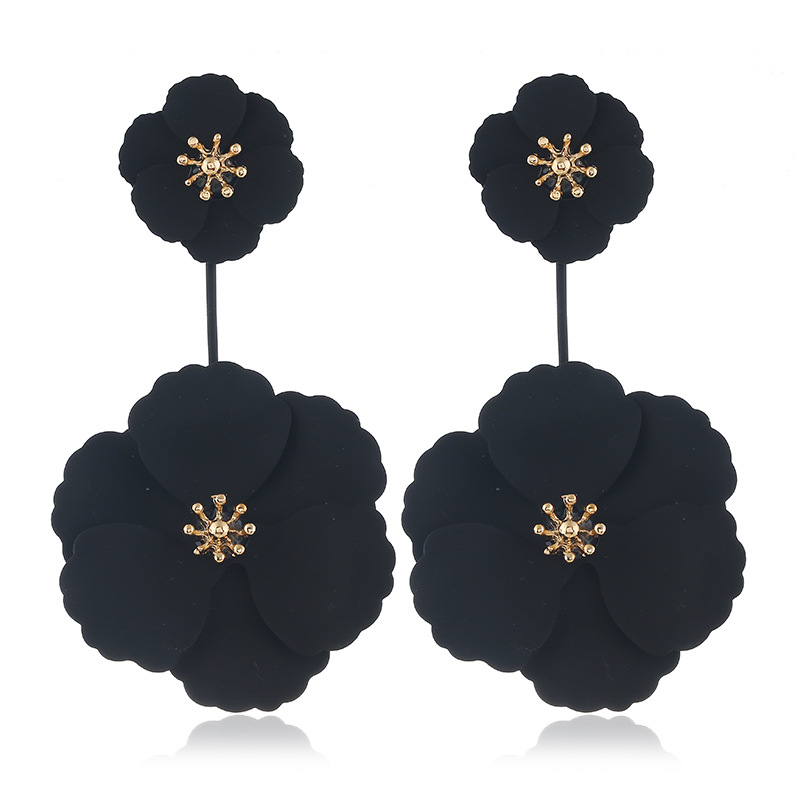 Rose Baked Lacquer Double Layer Flower Earrings for Women Fashion Ear Jewelry Accessories Hot Sale Party Gift 2025 New Style two ways stud