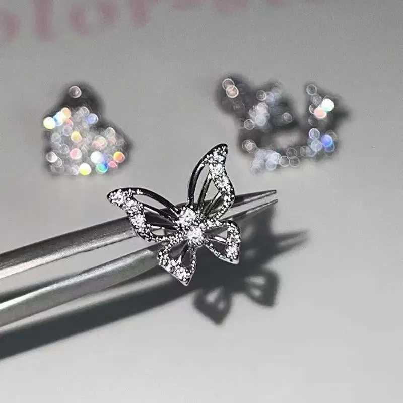 Shiny Silver Color Rhinestone Hollow Butterfly 316L Stainless Steel Ear Bone Nail Delicate Waterproof Small Earrings for Women XJ250718