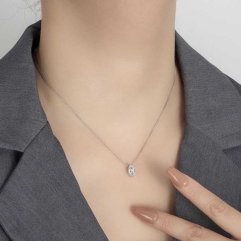 PERFANY 1CT Marquis Cut Moissanite Necklace for Wen S925 Pure Silver Water Dropt Diamond Pendant Fashion Party Jewelry W250718
