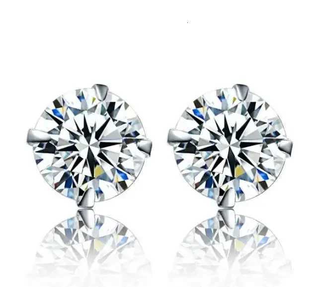 100% Real 925 Sterling Silver Jewelry Women Fashion Cute Tiny Clear Crystal CZ Stud Earrings Gift for Girls Teens Lady XJ250718