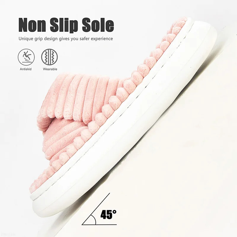 Winter Solid Linen Slippers Women Home Slippers Open-Toe Cross Band Linen Soled Indoor Slides Non Slip Indoor platform Slipper 250716