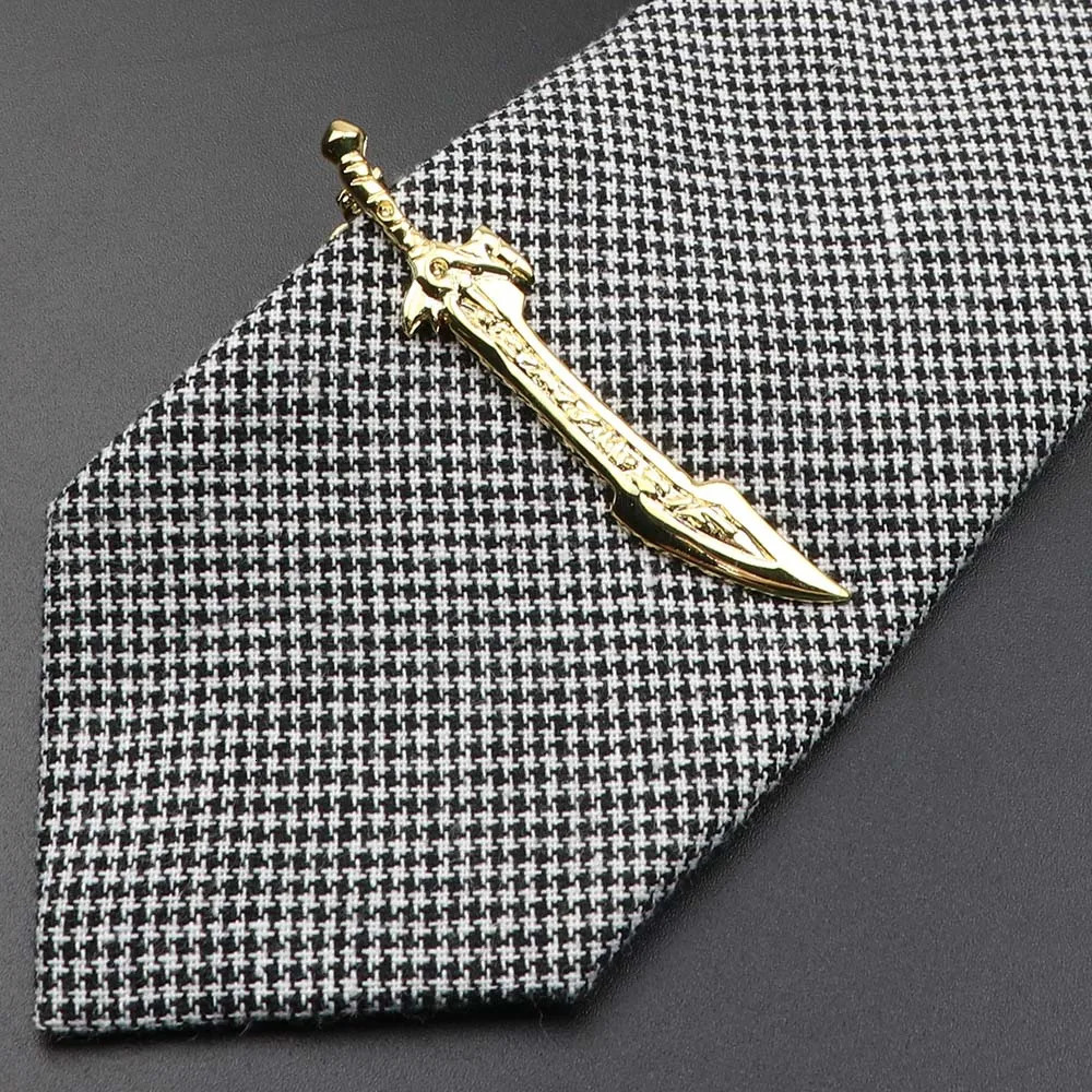 1 Piece Chrome Stainless Tie Clips Guitar lizard Dinosaur Bird Sword Pen Shape Clip for Men Necktie Pin For Mens Gift 250715