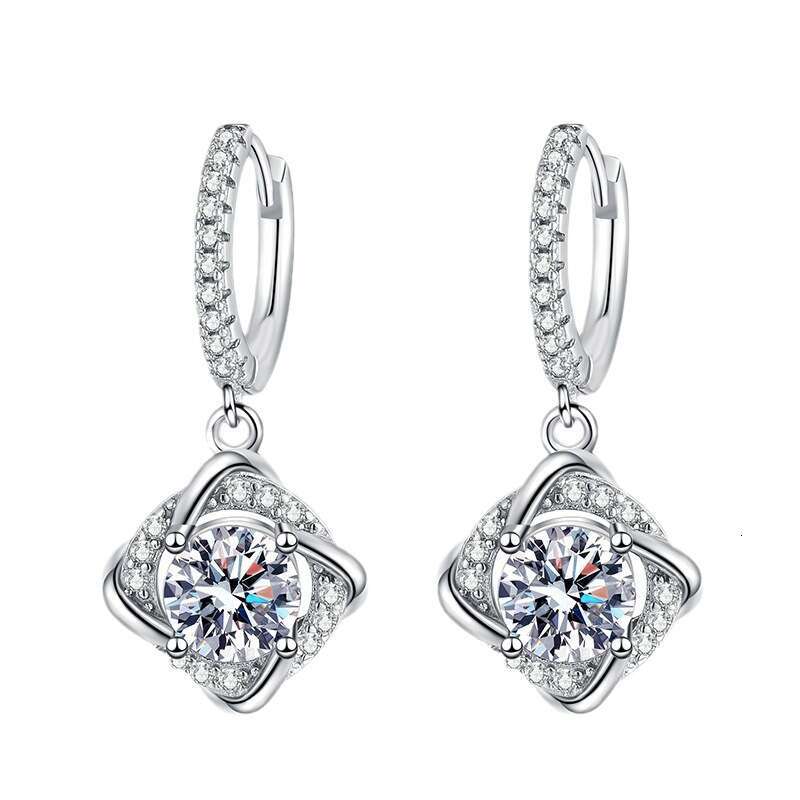 for Women Versatile High-end Windmill Hoop D Color 1 Carat Moissanite Stud Earrings 543