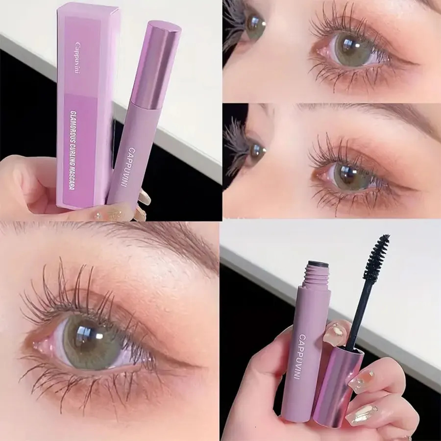 Black Brown Mascara Purple Tube Mascara Waterproof Smudge Proof Dense Curling Slender Long-lasting Eyelash Primer Contains Plant 250717