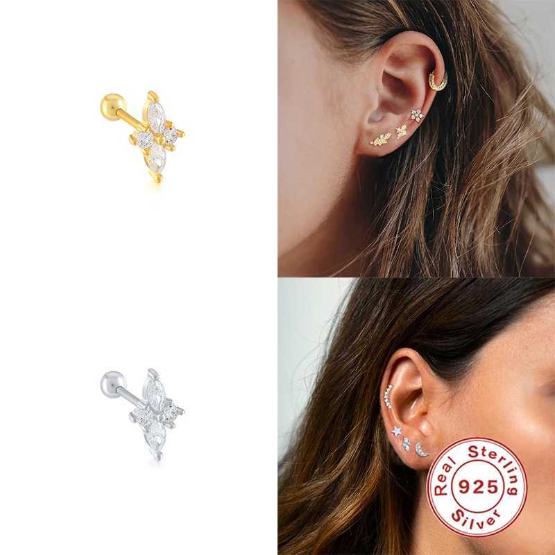 925 Sterling Silver Dainty Piercing Ear Lobe Stud Earring for Women Helix Rook Conch Tragus Flat Earring Sexy Jewelry 1pc XJ250718