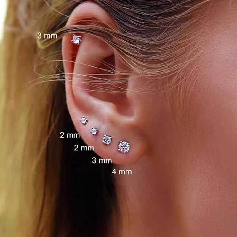 Classic Zirconia Stud Earrings for Women Men Sparkling Crystal Rose Gold Color Wedding Engagement Ear Accessories Jewelry E035XJ250718