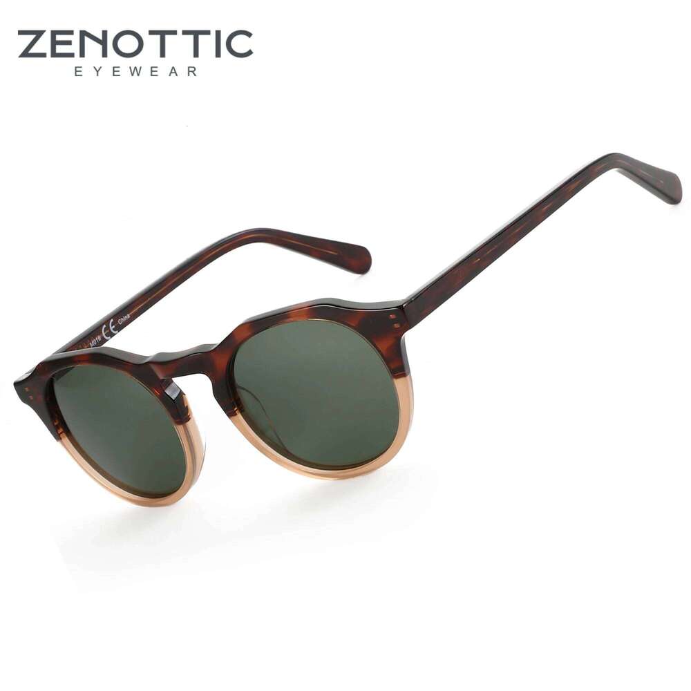 ZENOTTIC 2024 Fashion Acetate Polarized Sunglasses Round Vintage Shade UV400 New Men/Women Retro Sun Glasses 600001S