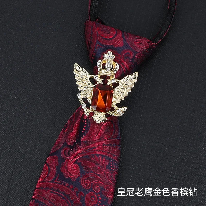 Vintage Knight Business Shirt Tie Buckle Collar Clip Hoop Rudder Eagle Crystal Jewelry Men Accessories 250715