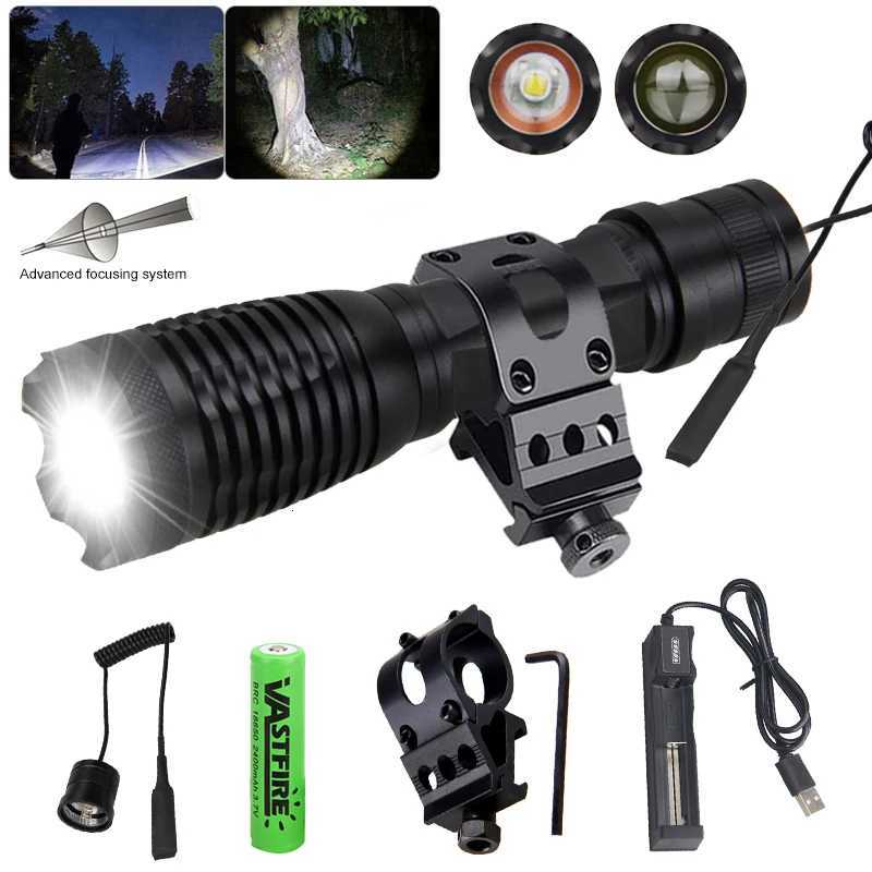 Hunting Flashlight C8s Zoomab White/Red/Green Light Tactical Flashlight D Weapon Gun Light Flashlight 18650 USB Cam LampXJ250718
