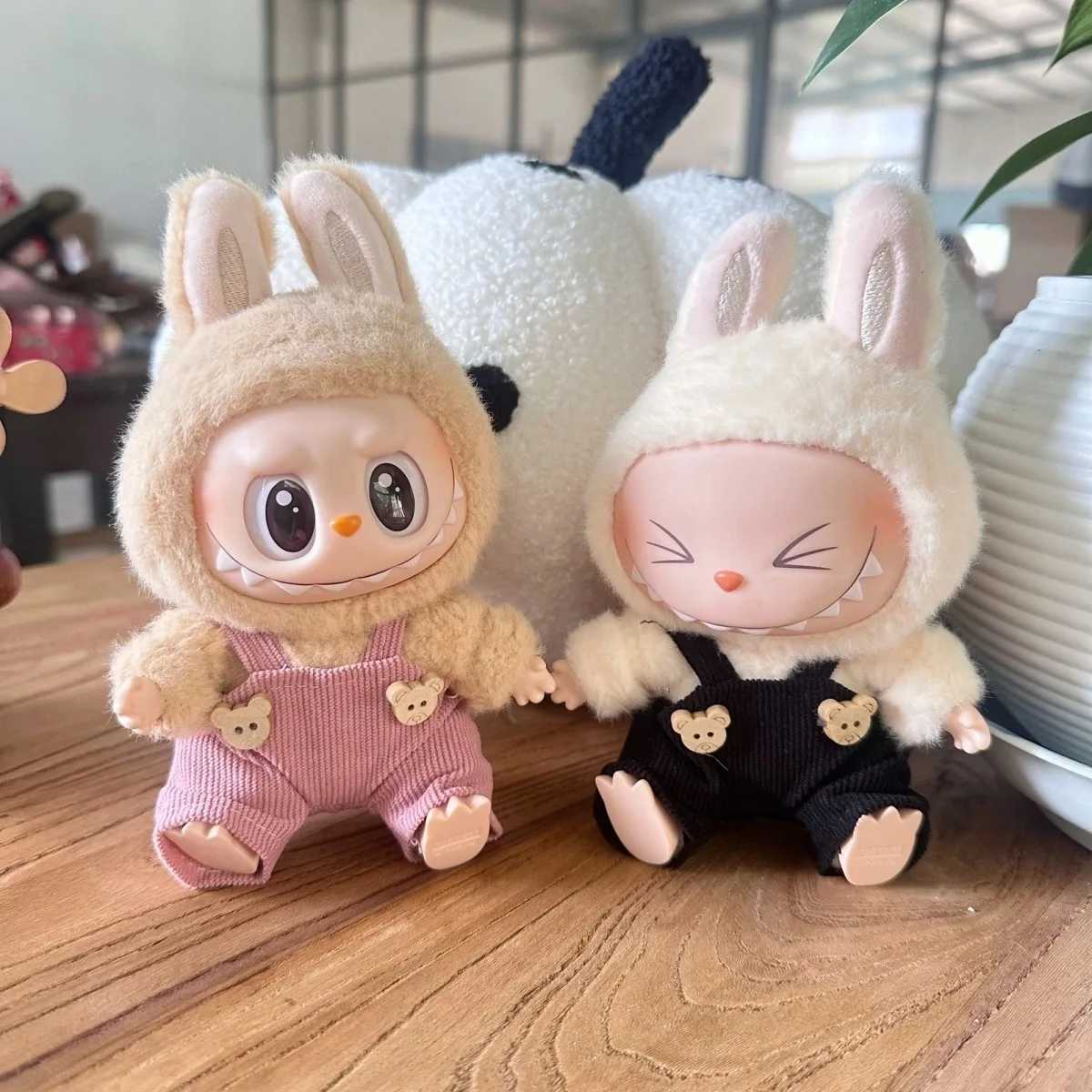 For Labubu Clothes Mini Doll Outfit Accessories for 15-17cm Labubu Doll Idol V1 V2 Bear Overalls T-shirt Set Clothing Gift y250719