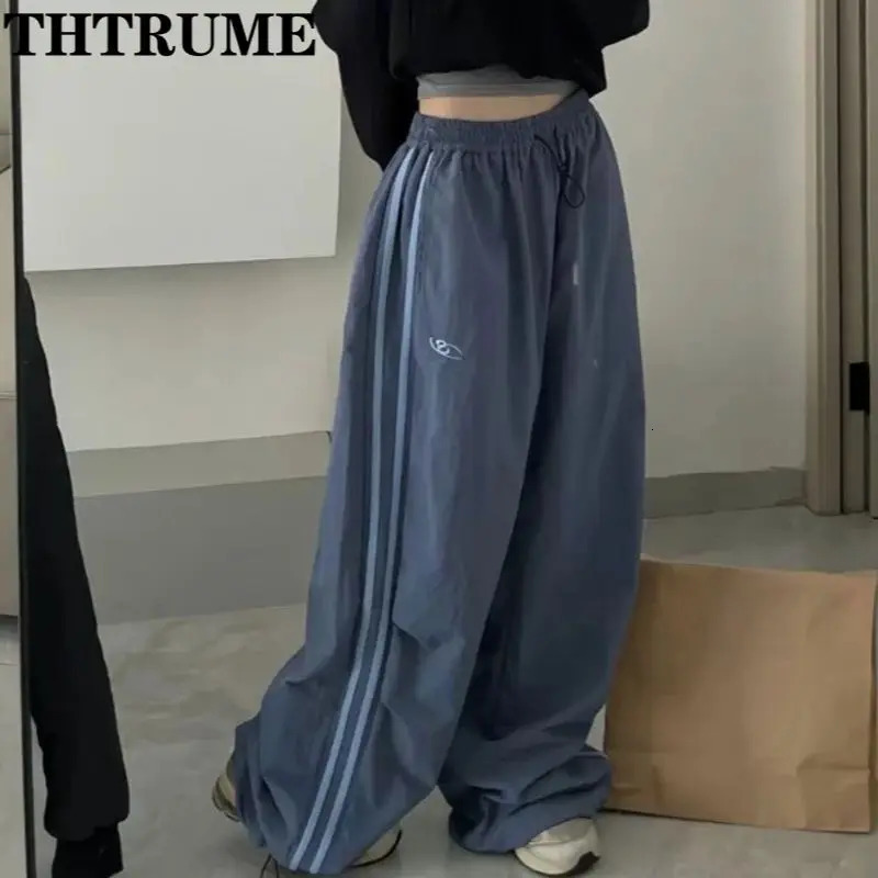Y2K Vintage Women Loose Pants Oversized Hip Hop Drawstring Pocket Fashion Chic Cargo Pant Casual Office Lady Baggy Trousers 250714