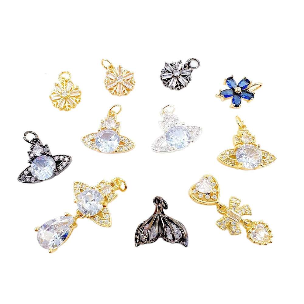 Empress Wei High Version Mermaid Tears Water Drop Full Dia Heart-shaped Saturn Earrings