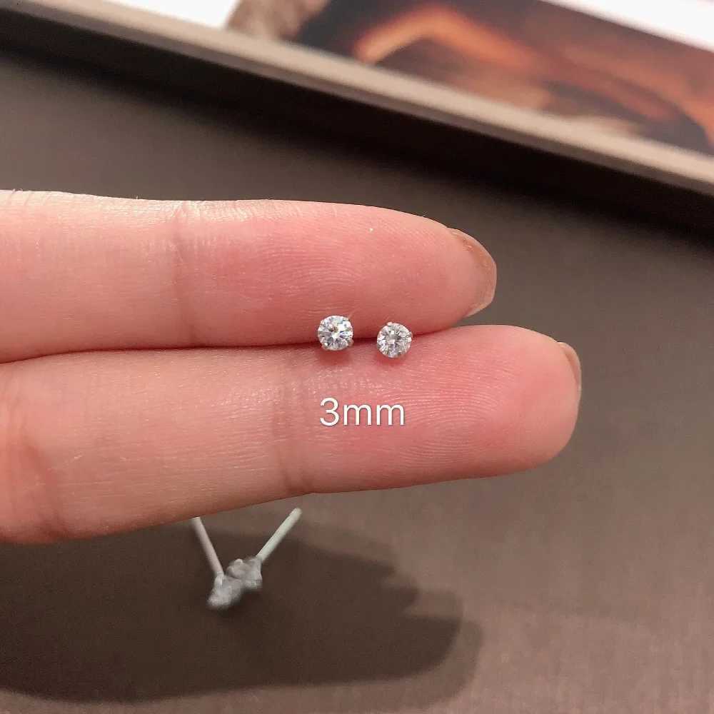 100% Real 925 Sterling Silver Jewelry Women Fashion Cute Tiny Clear Crystal CZ Stud Earrings Gift for Girls Teens Lady XJ250718