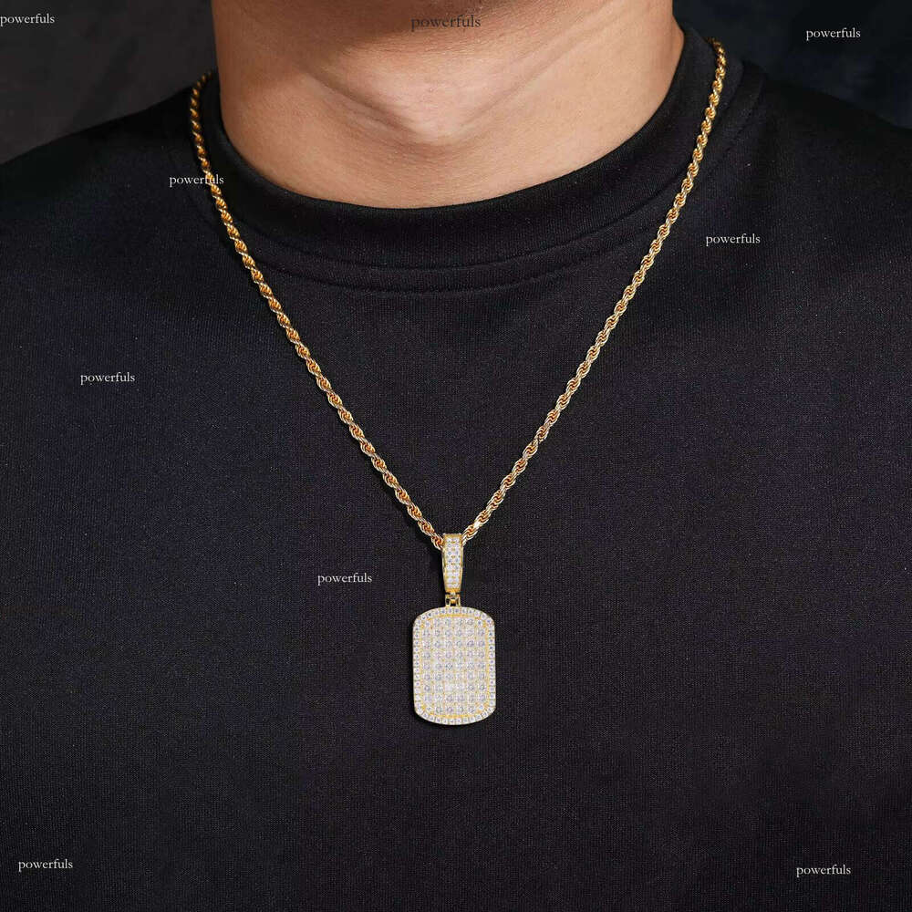 S Sier Silicon Stone Necklace Cross-border Hip-hop Military Brand Rectangular Square Pendant fashion