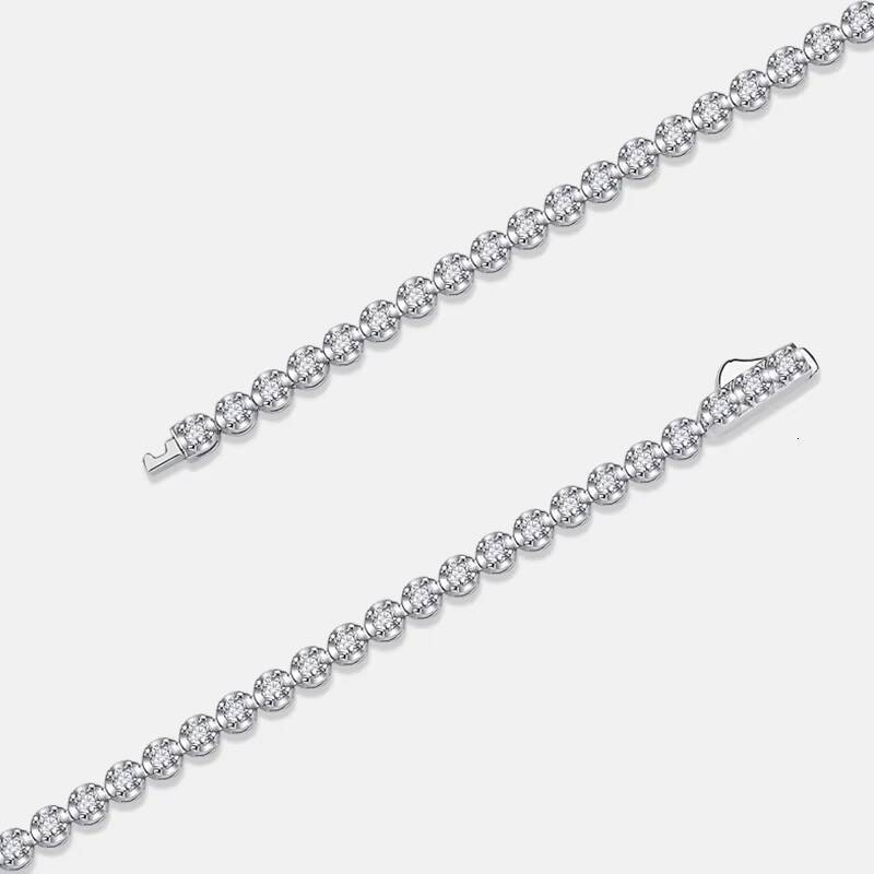 Simple Fine Jewelry S925 Sterling Silver Moissanite Diamond Tennis Chain Bracelet Women Jewelry Bracelet