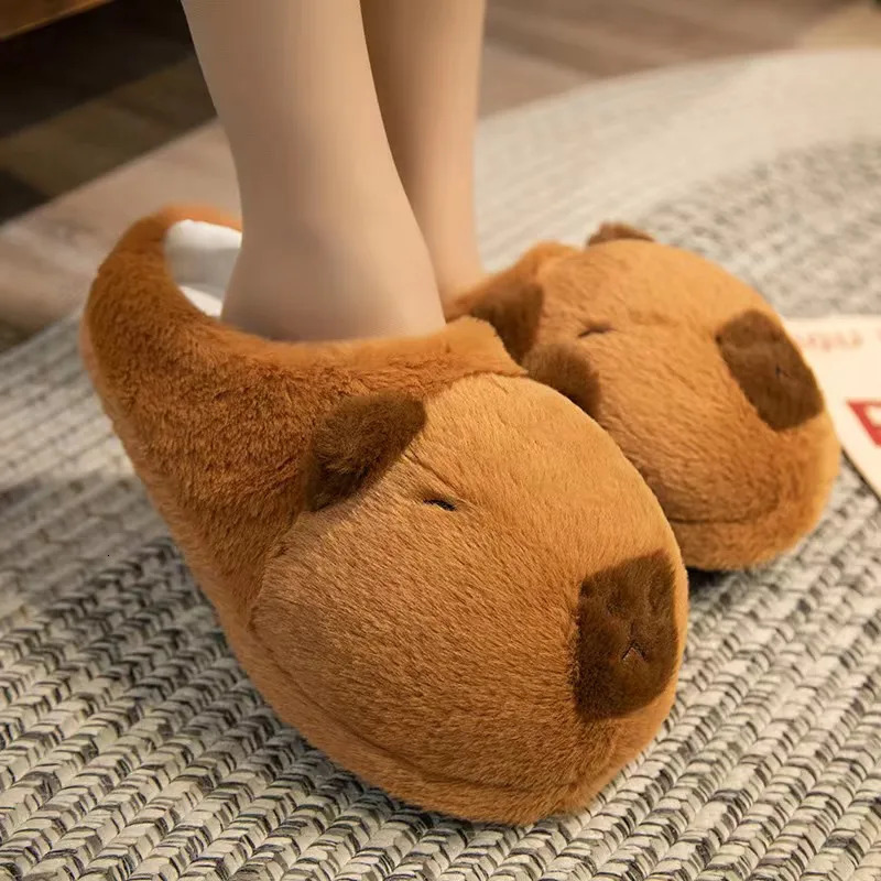 Cute Cartoon Capybara Cotton Slippers Half Wrap Heel Home Soft Non-slip Warm Breathable Indoor Plush Shoes Couple Slippers 250716