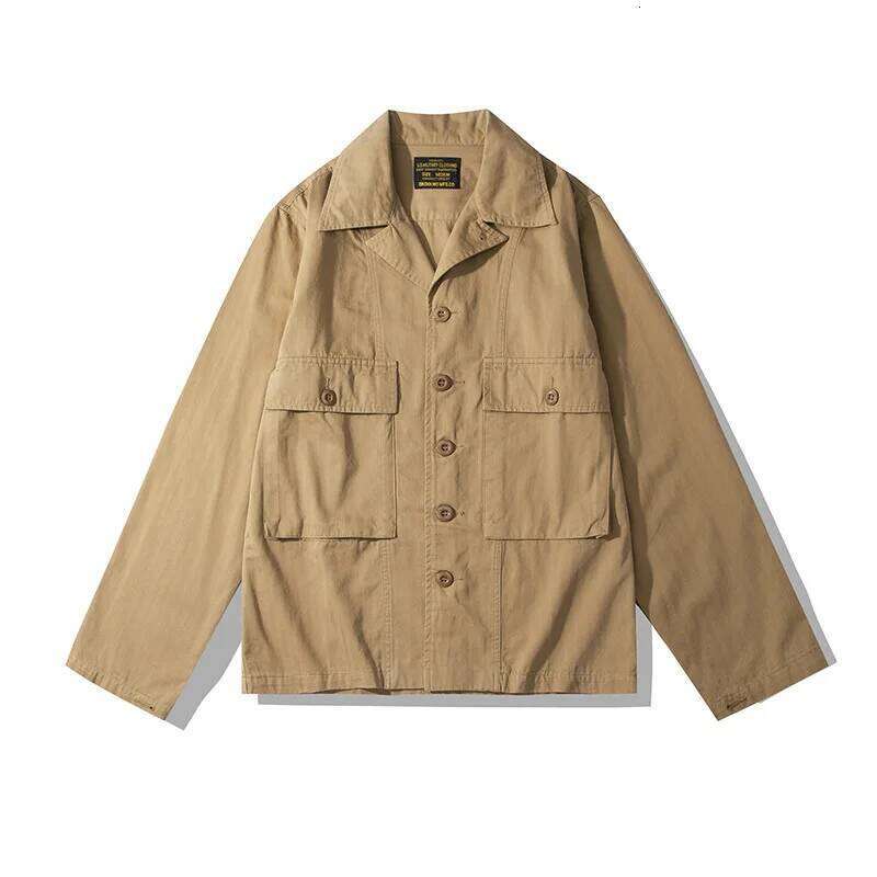 OKONKWO Herringbone HBT Functional Field M43 Cuban Collar Long Sleeve Men's Shirt Jacket